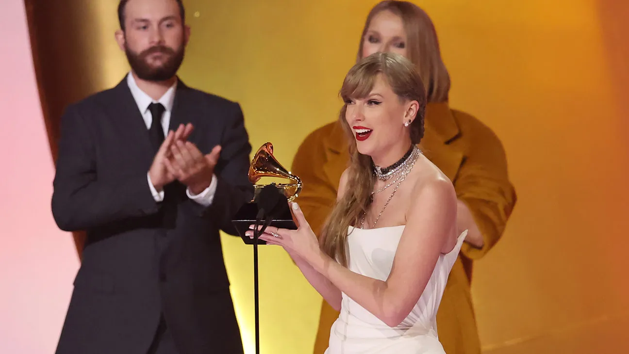 Taylor Swift accepts the best pop vocal album Grammy award "Midnights."